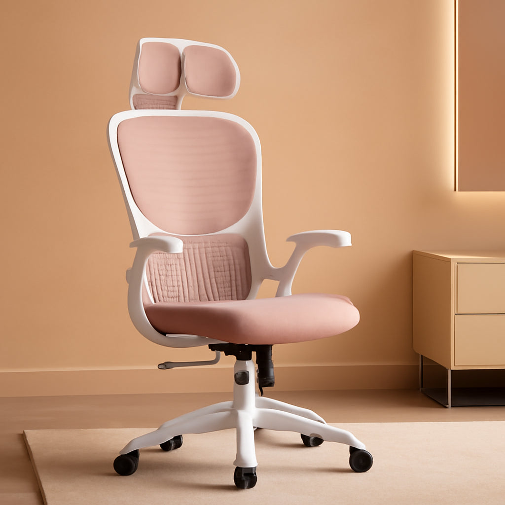 Ergonomic Pink Home Office Chair With Lumbar Support-0