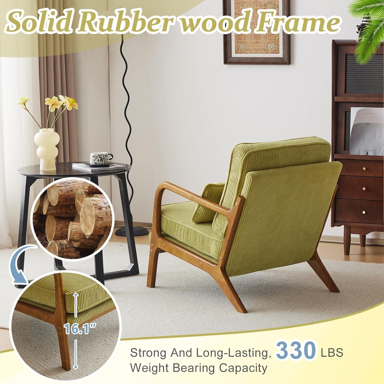 Nightshade Green Armchair With Lumbar Pillow Home Office