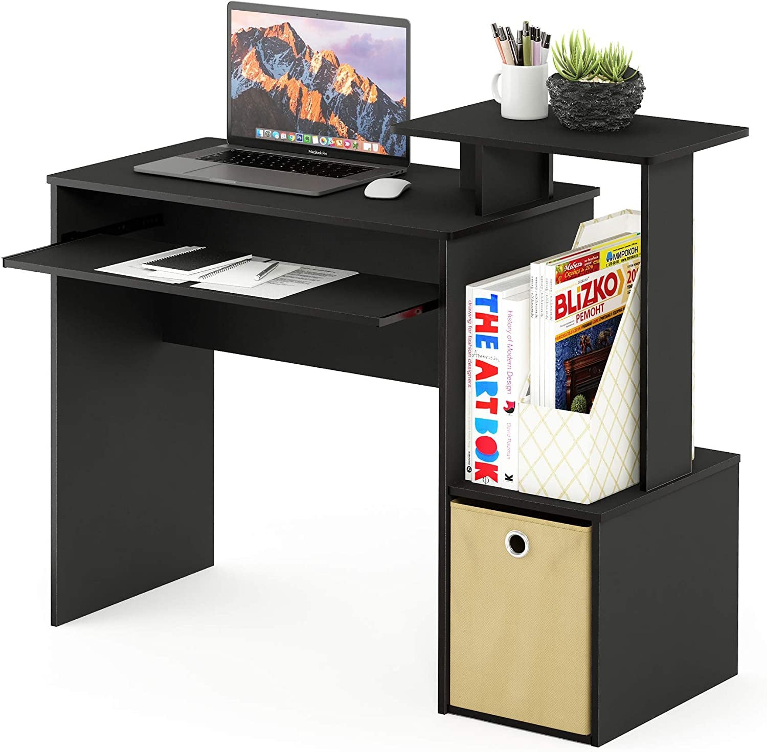 Econ Multipurpose Home Office Writing Desk Black Brown-4