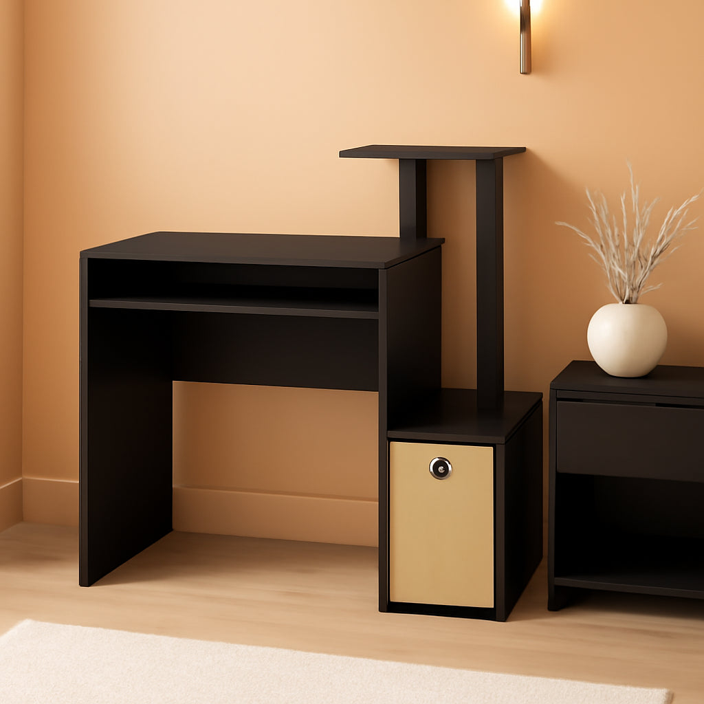 Econ Multipurpose Home Office Writing Desk Black Brown-0
