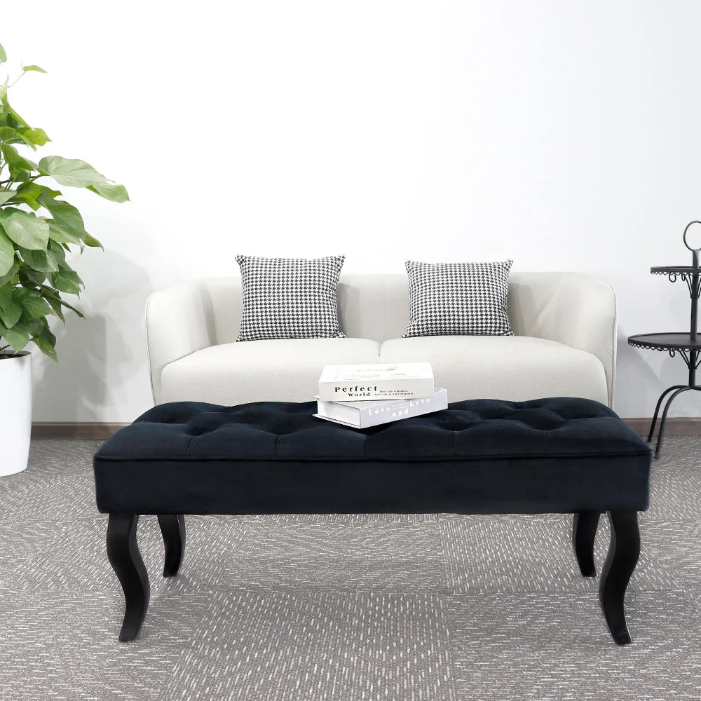 16.5" Tall Dutch Velvet Ottoman Bench