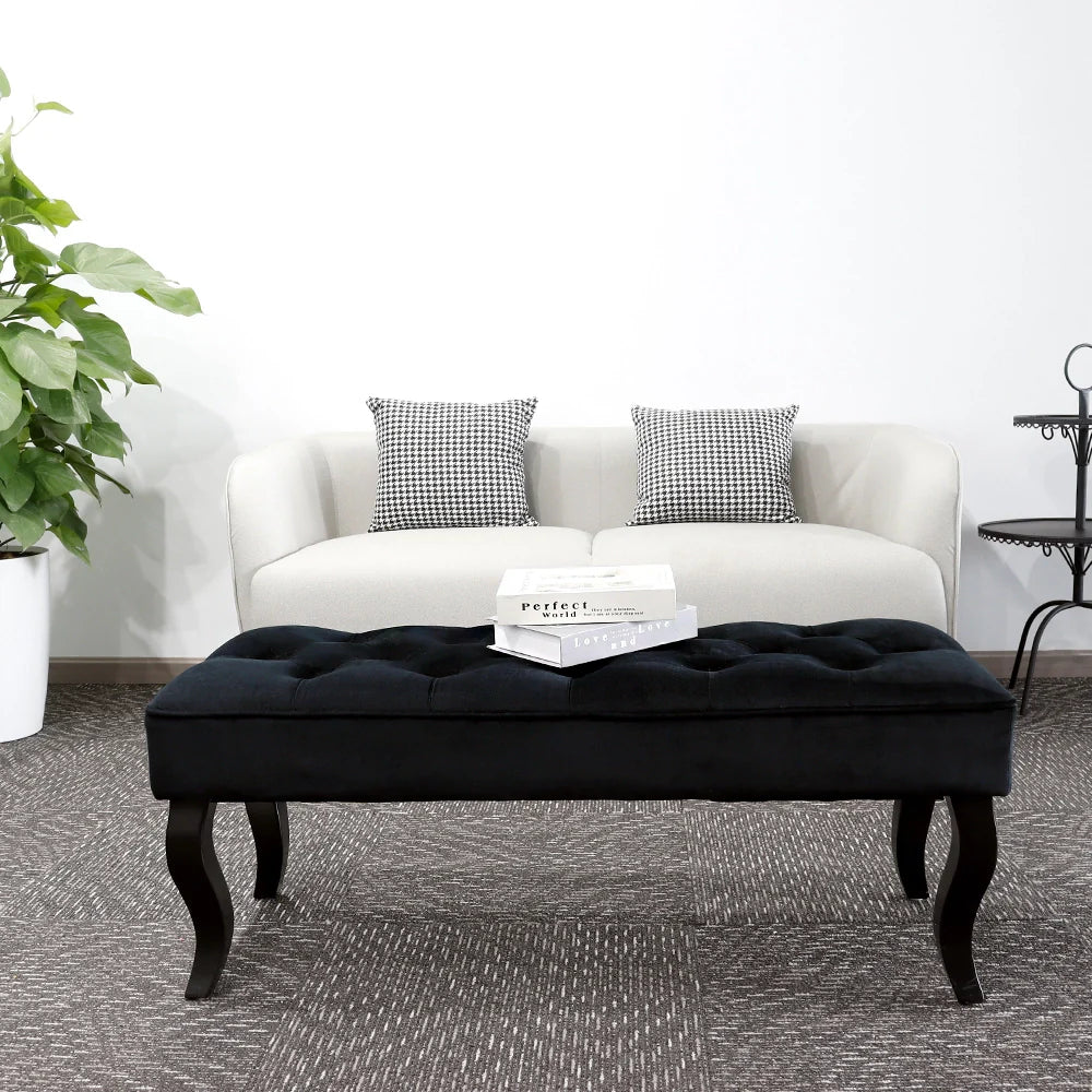 16.5" Tall Dutch Velvet Ottoman Bench